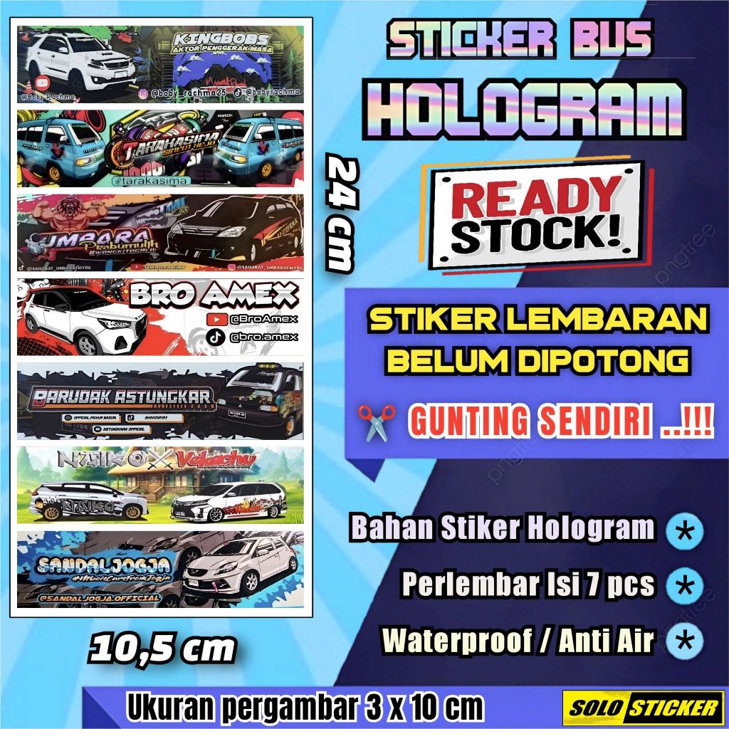 

Stiker Bus Panjang Hologram Lembaran Isi 7pc