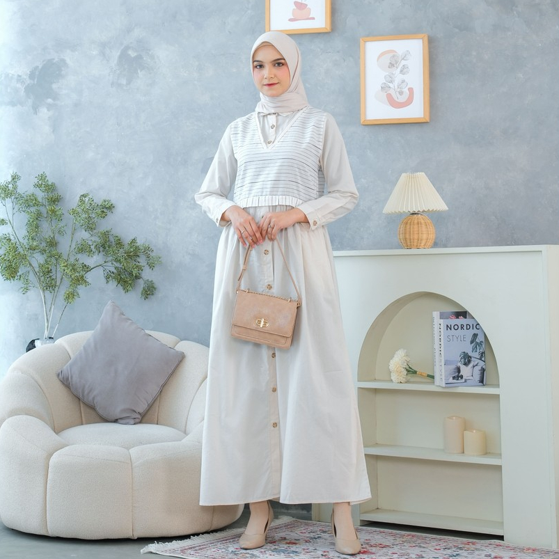 RILLEY - Gamis Najwa | Dress Panjang Muslim Wanita | Gamis Wanita Terbaru Bahan Poplin