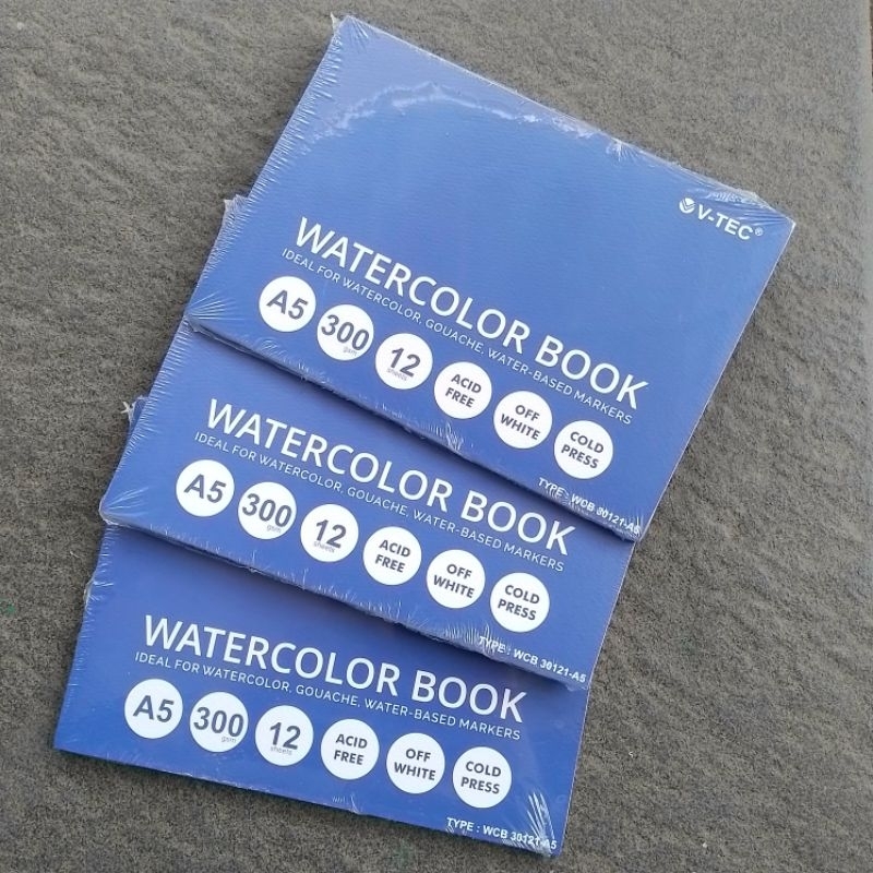 

Buku Lukis Cat Air Water Color Book V-TEC A5 300 Gsm Cold Pressed ( Pcs ) SF6