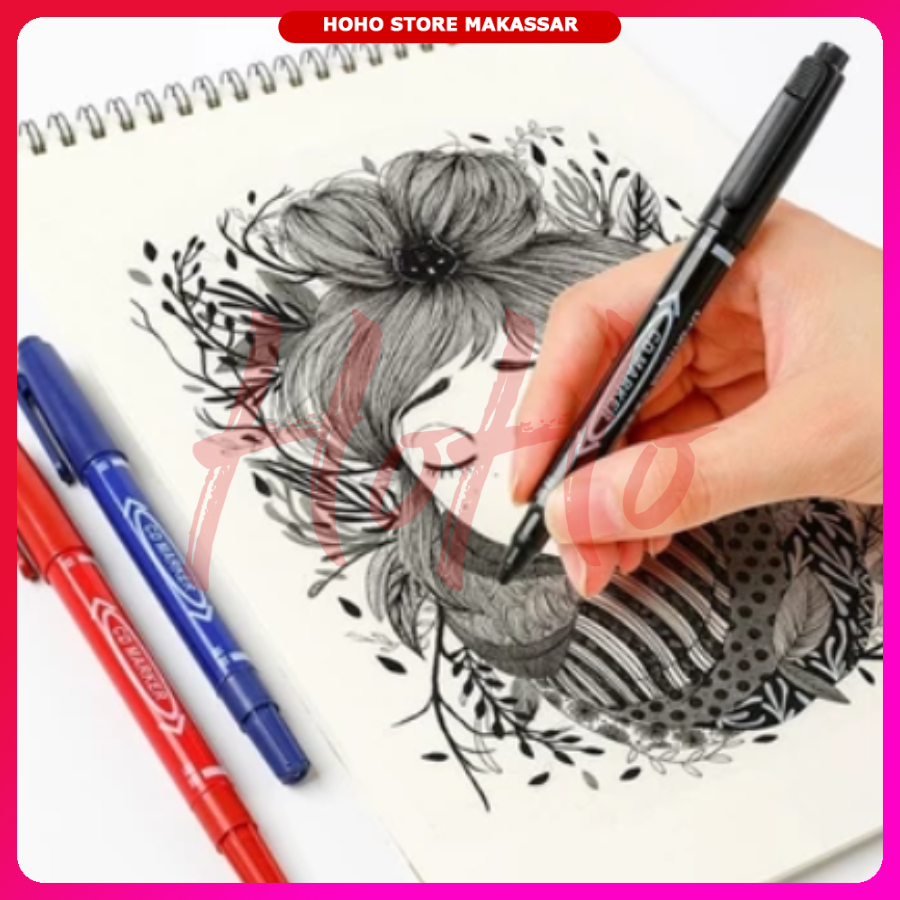 

Spidol Marker 2in1 Double Headed Marker Pen 2 Tip 0.5mm/1.0mm Spidol NON PERMANEN - SPI3