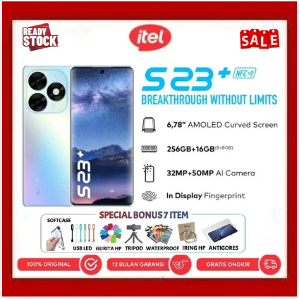 HP ITEL S23 plus 8/256gb Bergaransi resmi free gift