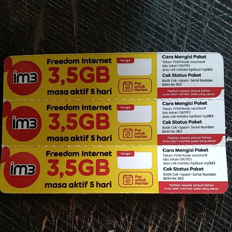 VOCHER INDOSAT IM3 3.5 /5 HARI ( FULL REGULER ) jateng, DIY & Jabar kecuali sukabumi