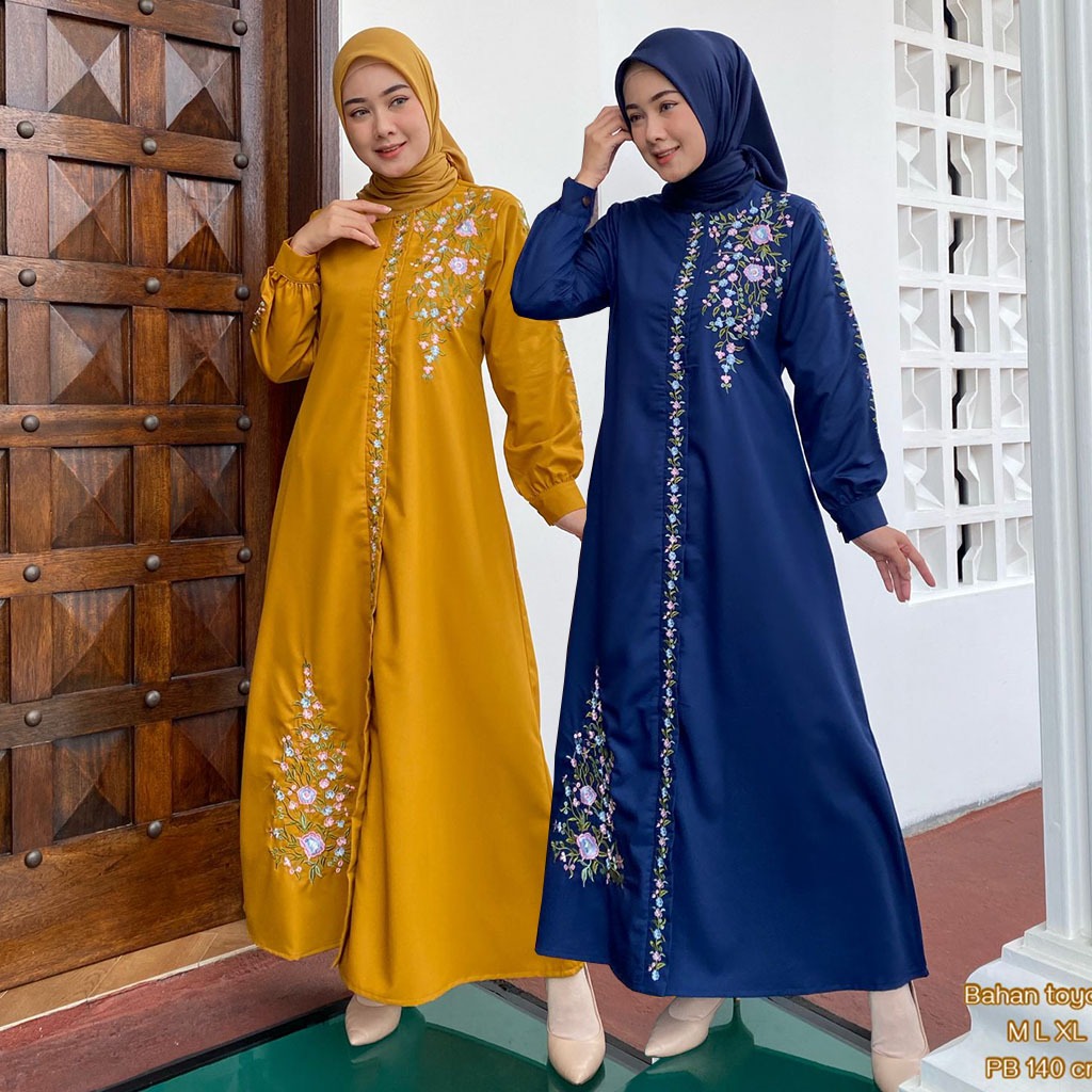 GAMIS BORDIR TERBARU BAHAN KATUN TOYOBO PREMIUM | DRESS BORDIR WANITA