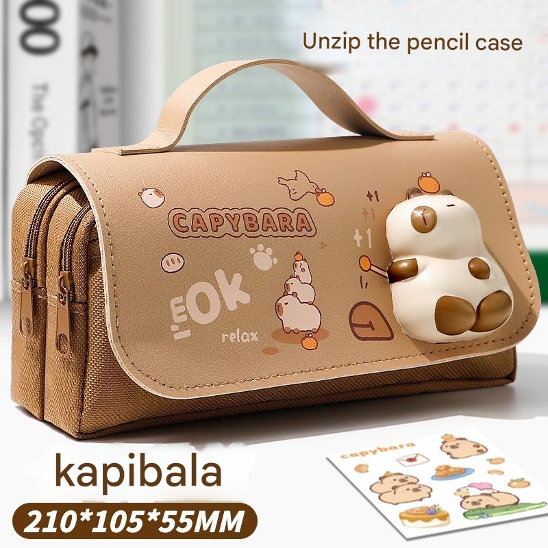 

[LOGU] Kotak pensil squishy tenteng capybara lucu, Kotak pensil besar, Squishy Pencil case