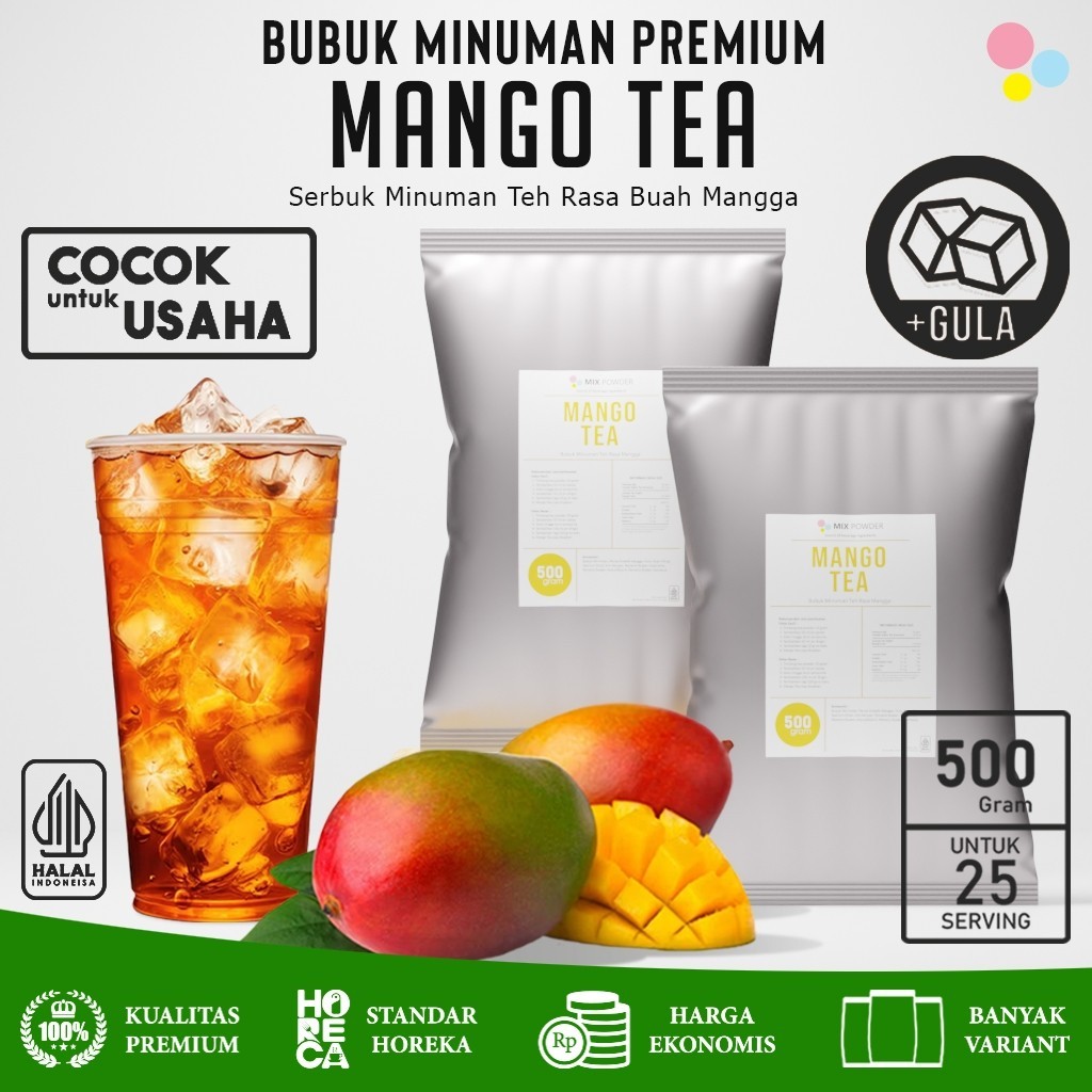 

Bubuk Minuman Rasa Mango Tea Powder 500 Gram Bubuk Minuman Rasa Teh Mangga Tea 500Gram