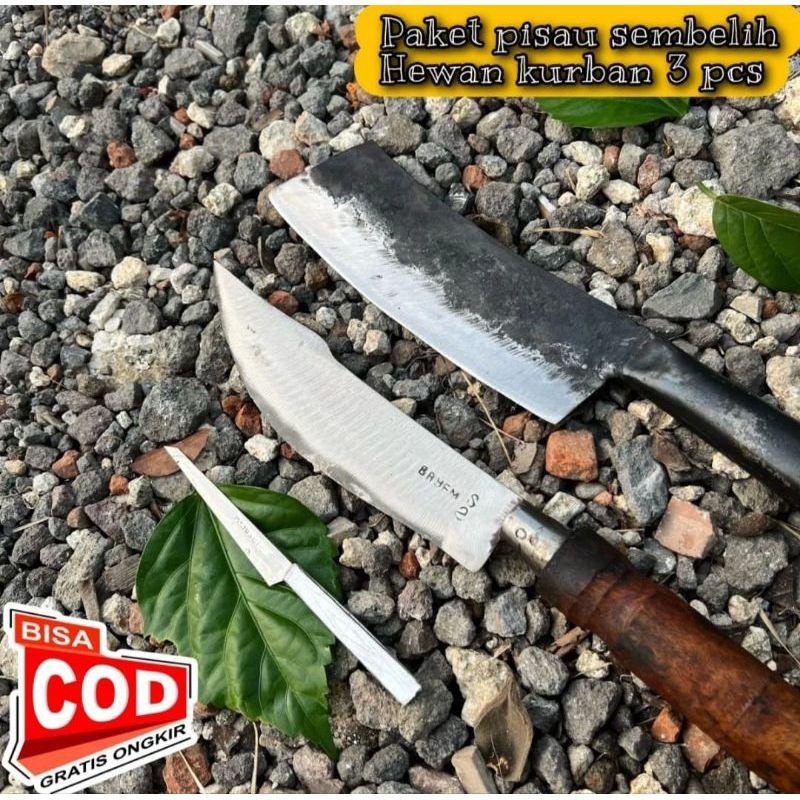 Pisau set daging isi 3-pisau daging hewan qurban-pisau kupas telo-pisau cacah daging ayam-pisau usus