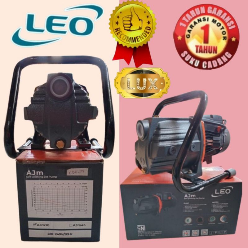 Rangka Gagang + Mesin pompa air semi jet pump LEO AJM30 sumur dangkal ANTI KARAT ajm 30 (100 watt) p