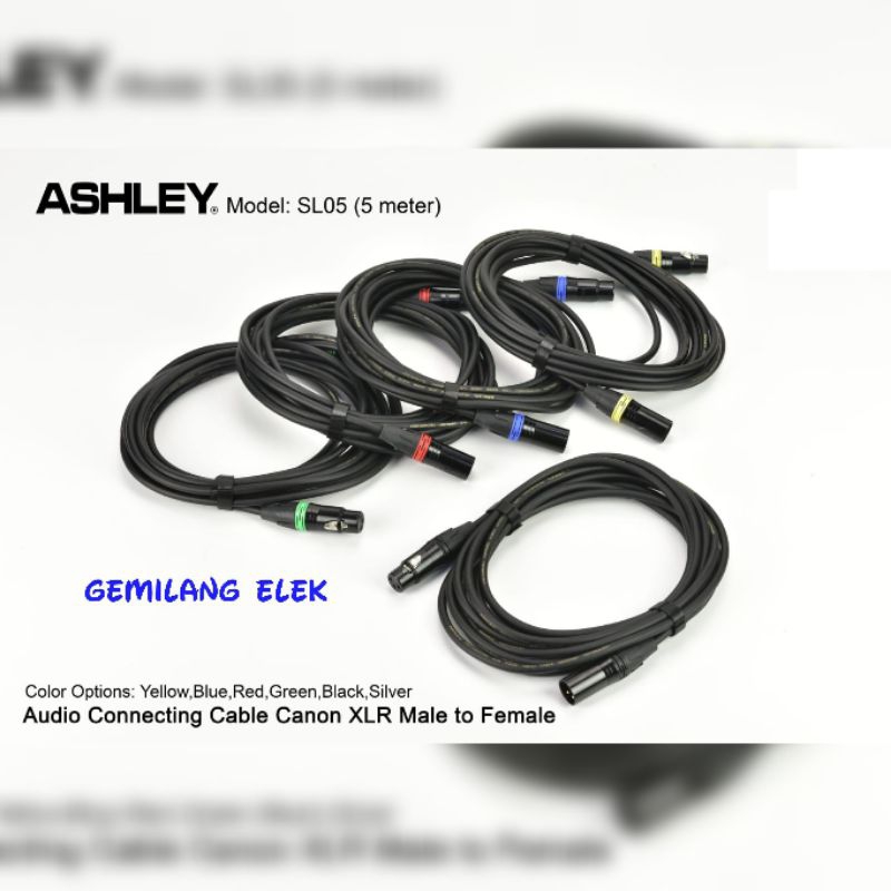 KABEL ASHLEY SL05 JACK CANON CEWEK COWOK/ SL 05 JACK XLR MALE TO FEMALE 5 METER