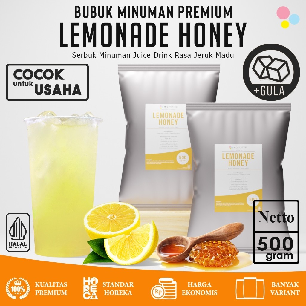 

Mix Powder Lemonade Honey Bubuk Minuman Madu Jeruk Juice Drink Instan Kemasan 500 Gram