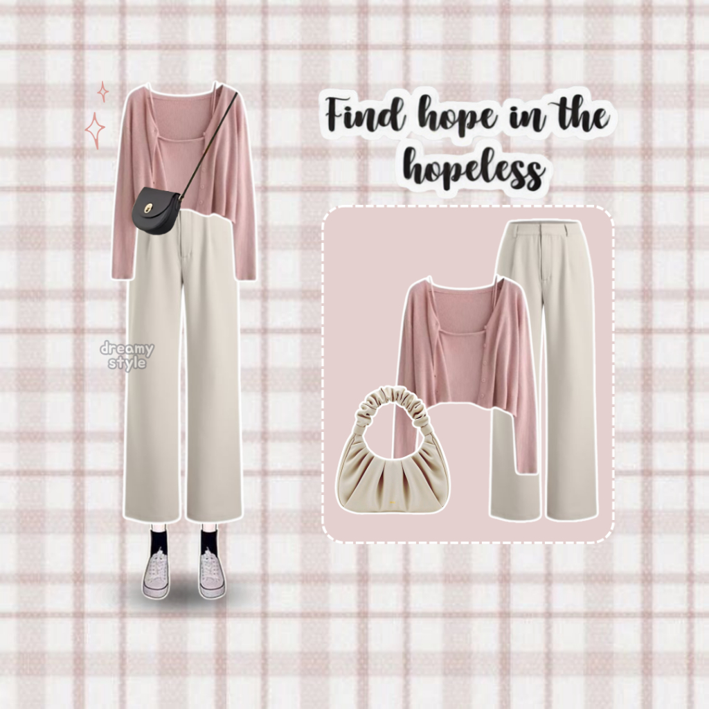 Shopia One Set Korean Wanita Kekinian Outfit Ulzzang (Tas,Cardigan,Celana) OOTD Hangout - DR17