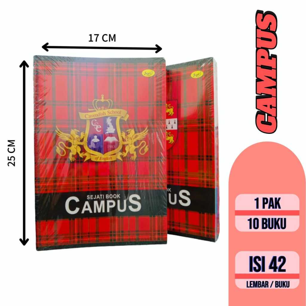 

{1 Pak}Buku Tulis Panjang CAMPUS 42 Lembar Buku Tulis Boxy SEJATI - 1 Pak Isi 10 Pcs