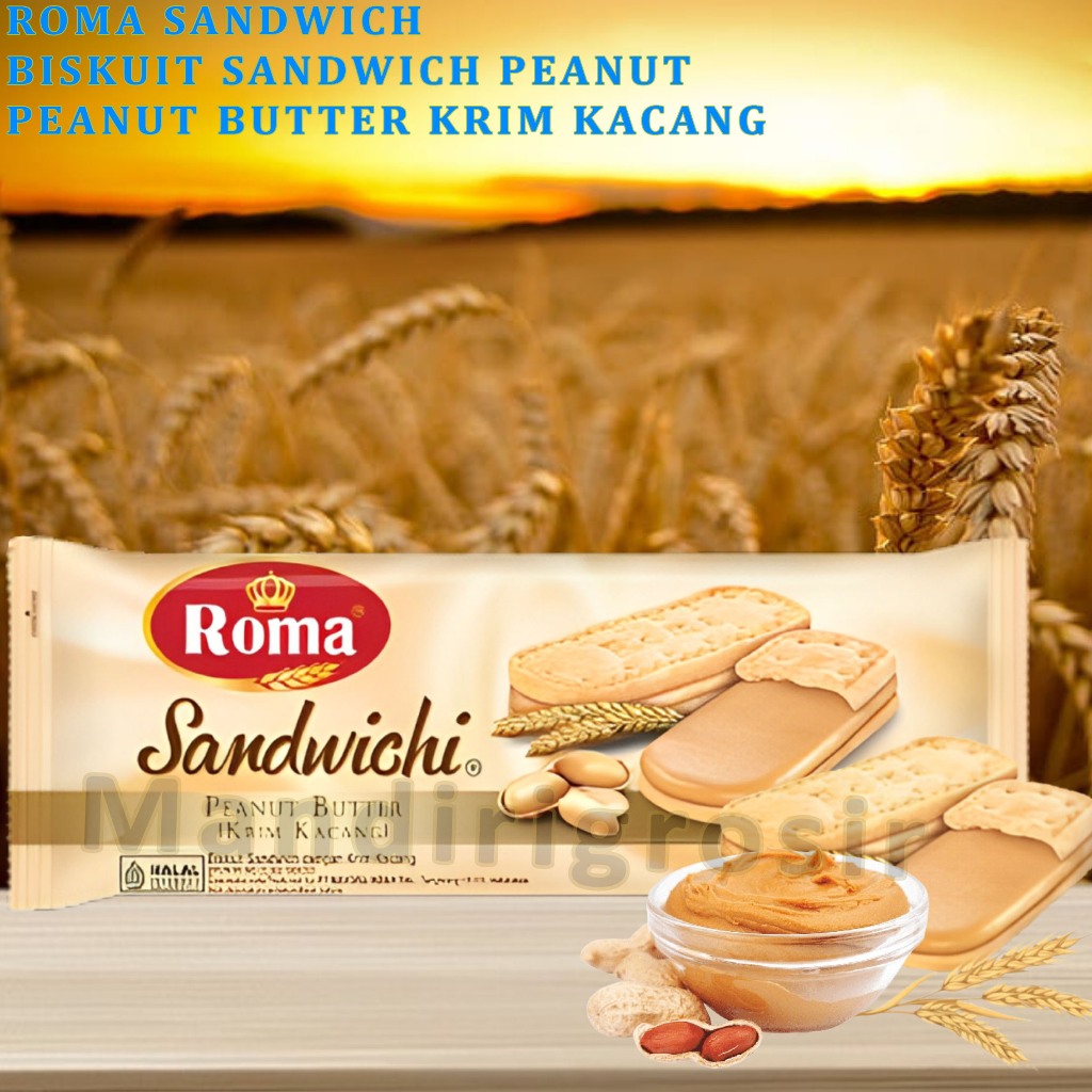 

Biskuit Sandwich Krim Kacang * Roma Sandwich * Biskuit Peanut Butter * 206gr