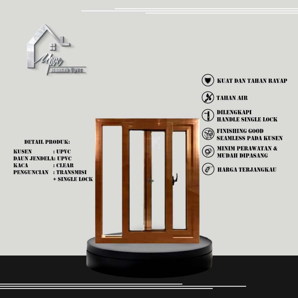 JENDELA UPVC SLIDING 2D.JENDELA EROPA (GOLDEN OAK)