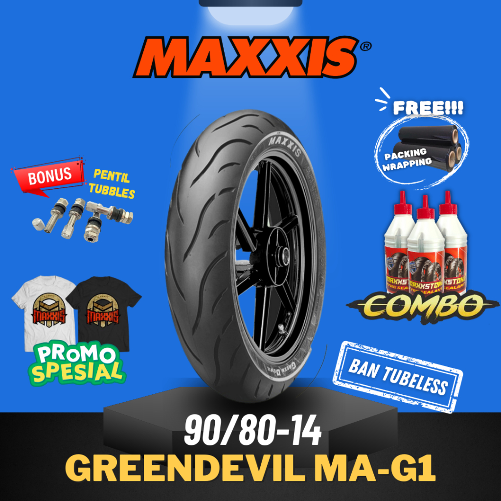 [READY COD] MAXXIS GREEN DEVIL 90 - 80 - 14  / BAN MAXXIS 90/80-14 / 90-80-14 TUBELESS BAN LUAR / BA