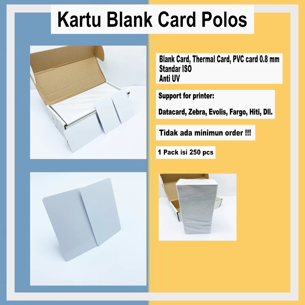

BLANK ID CARD POLOS SATUAN / Kartu Blank id Card Thermal PVC Card 0.8 mm Polos Standar ISO
