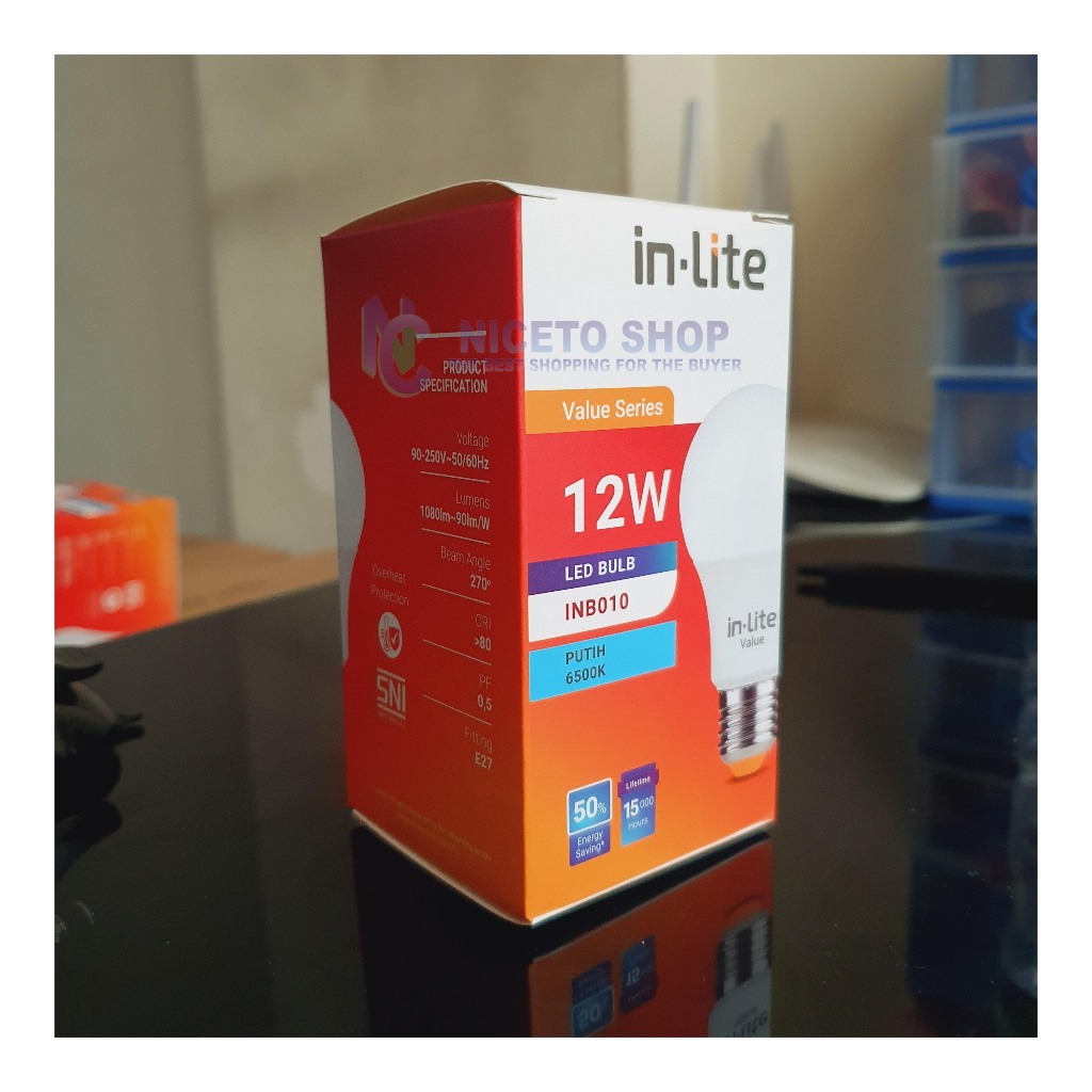 INLITE VALUE LED Lampu Bohlam Bulb INB010 12W E27 220V Putih / Kuning