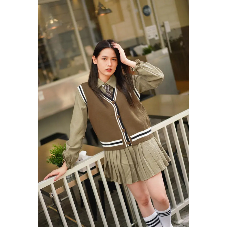 PAVINE - Yuna Bear Vest Mini Dress - Mini Dress Rompi Beruang Wanita