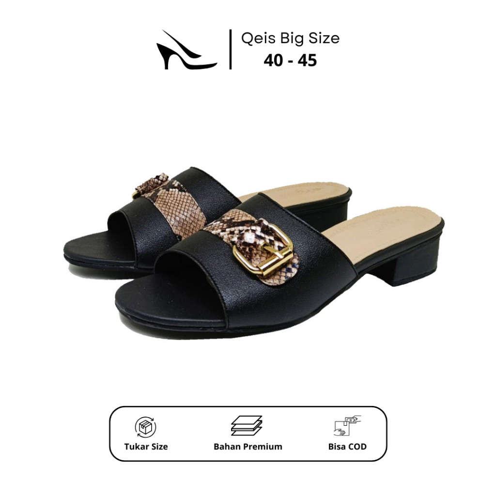 BIG SIZE - Sandal Selop Heels Wanita Ukuran Jumbo 40 41 42 43 44 45 Qeis Jesica