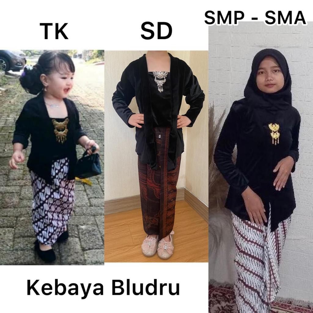Kebaya Bludru Kutubaru Size Baby - SMA Atasan Baju Kebaya Anak Perempuan Beludru Modern Polos Hitam 