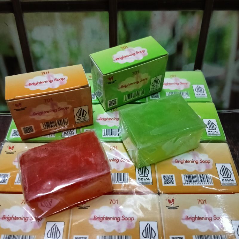 12 pcs SABUN 701 BRIGHTENING SOAP ORANGE & HIJAU BPOM