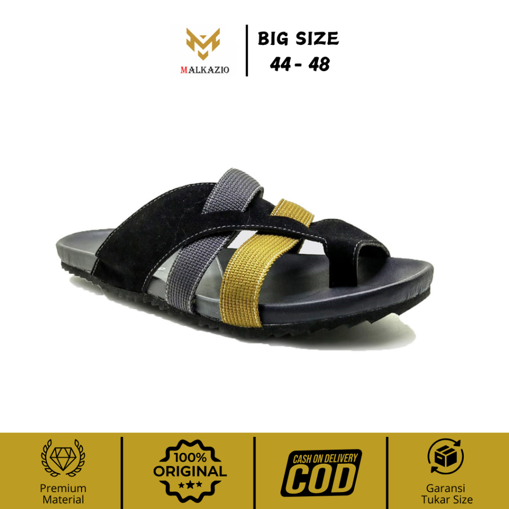 Malkazio | Sandal Pria Strap Slide Big Size | Sendal Kasual Santai Cowok Ukuran Jumbo 44 45 46 47 48