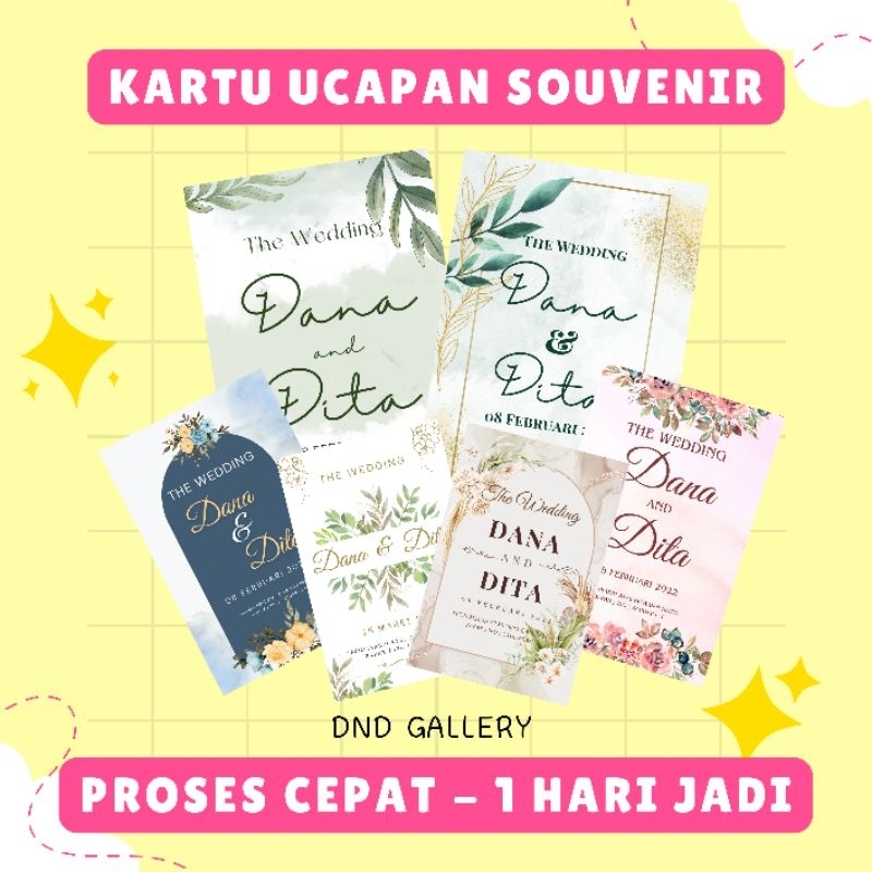 KARTU UCAPAN TERIMAKASIH SOUVENIR / KARTU UCAPAN SOUVENIR PERNIKAHAN / KARTU UCAPAN SOUVENIR / THANK