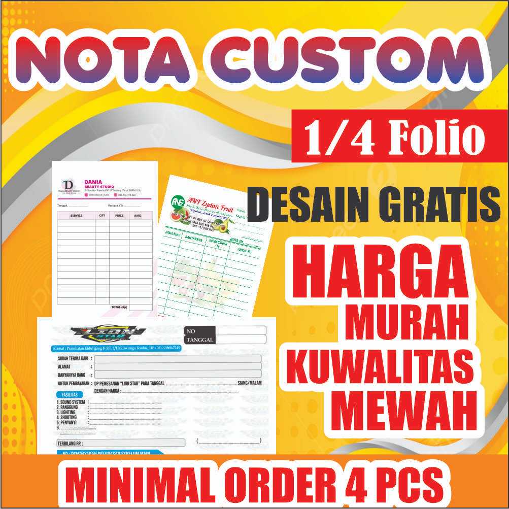 

Nota custom warna 1/4 folio isi 50lbr