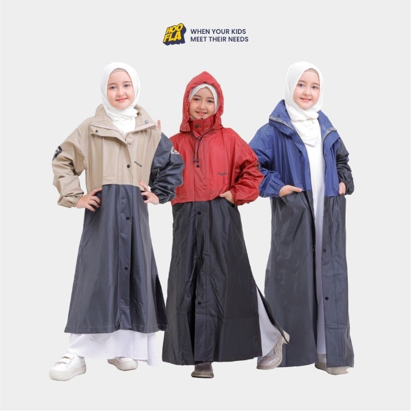 Jas Hujan Anak Perempuan Khafa Hijaber Rainkids KremoKids KHR  - Gamis, Tebal