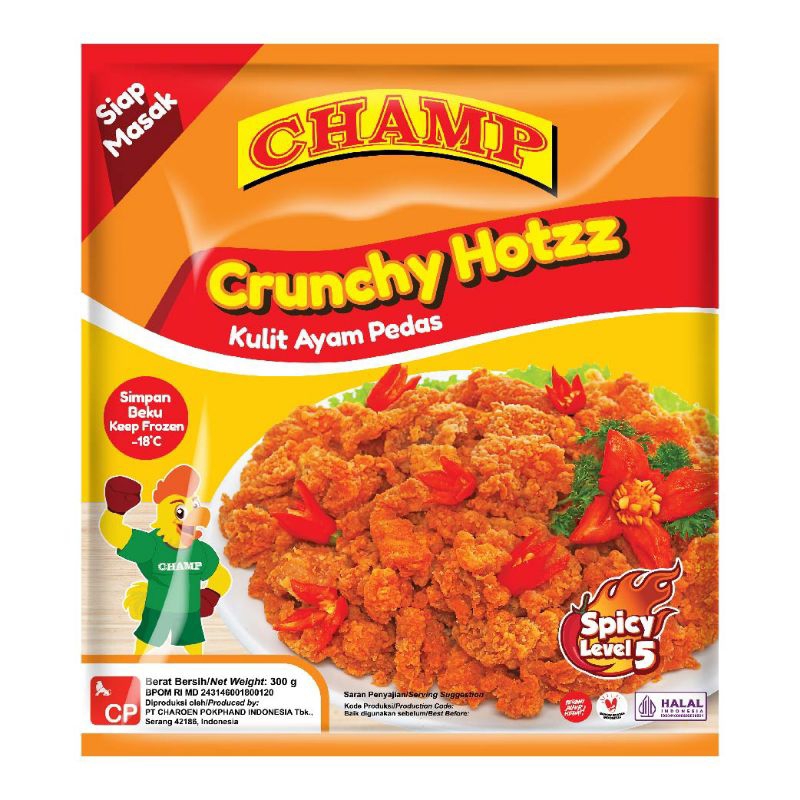 

champ crunchy hotzz/kulit ayam pedas 300gr