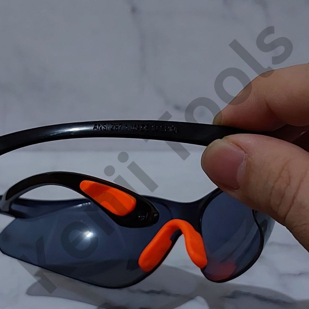 ID ANSI Z87.1 KACAMATA SAFETY BENING CLEAR SMOKE LAS HITAM PELINDUNG KERJA SAFETY GLASSES