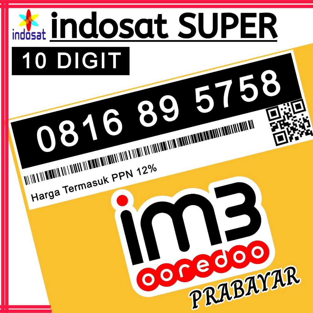 KARTU PERDANA NOMOR CANTIK INDOSAT IM3 10 DIGIT SUPER MAJU MAPAN 5758