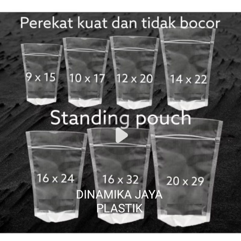 Plastik Standing Pouch Klip Berdiri Isi ±50pcs untuk Makanan dan Minuman