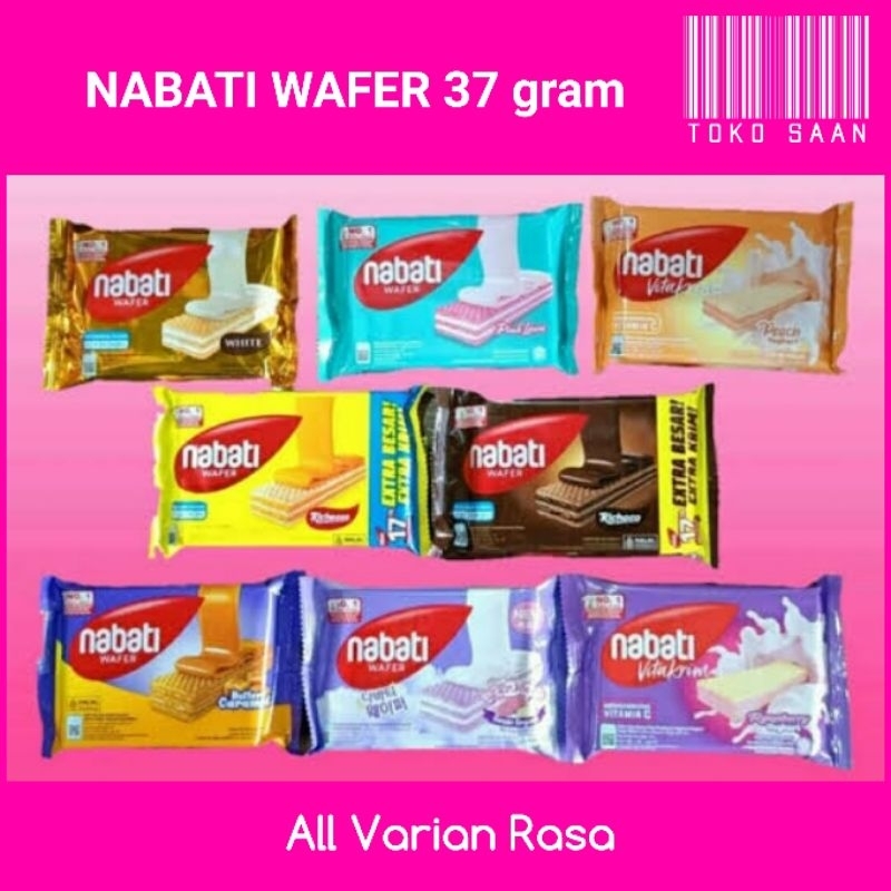 

NABATI WAFER 37 GR RASA KEJU COKELAT CARAMEL WHITE PINK LAVA