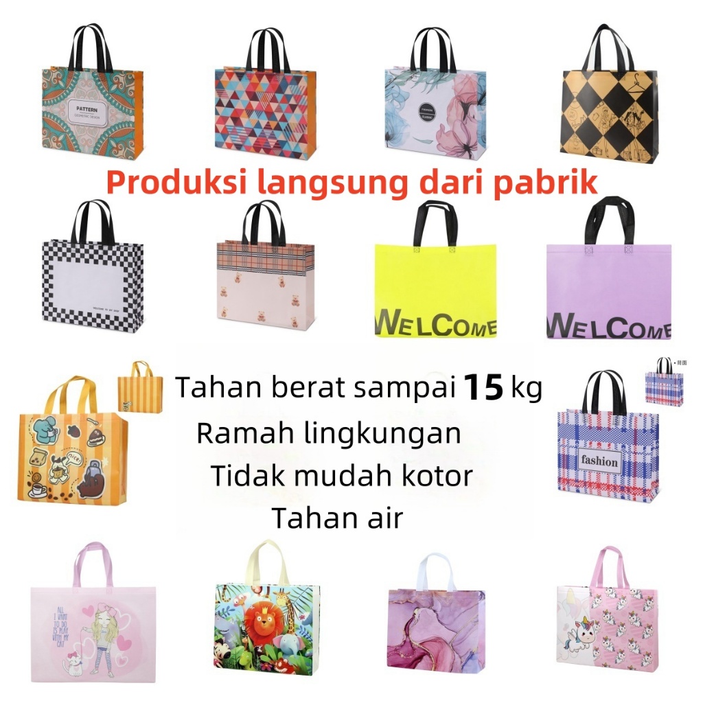 

Tas Belanja / Tote Bag Spunbond/ Goodie Bag Spunbond /Tas Spunbond /Kain Motif Premium Kantong Jumbo Tas Kado Gift WFB