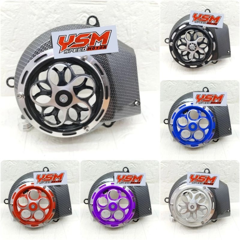 Cover kipas Mesin CARBON WTP Set Spinner spinner putar motif bulat/kembang Full Alumunium CNC untuk 