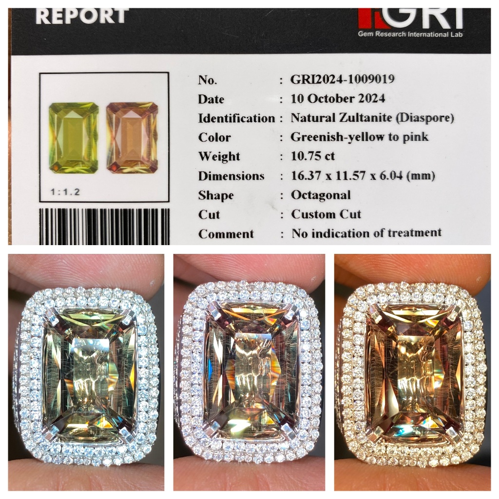 Natural 10.75ct color change diaspore zultanite brutal luster