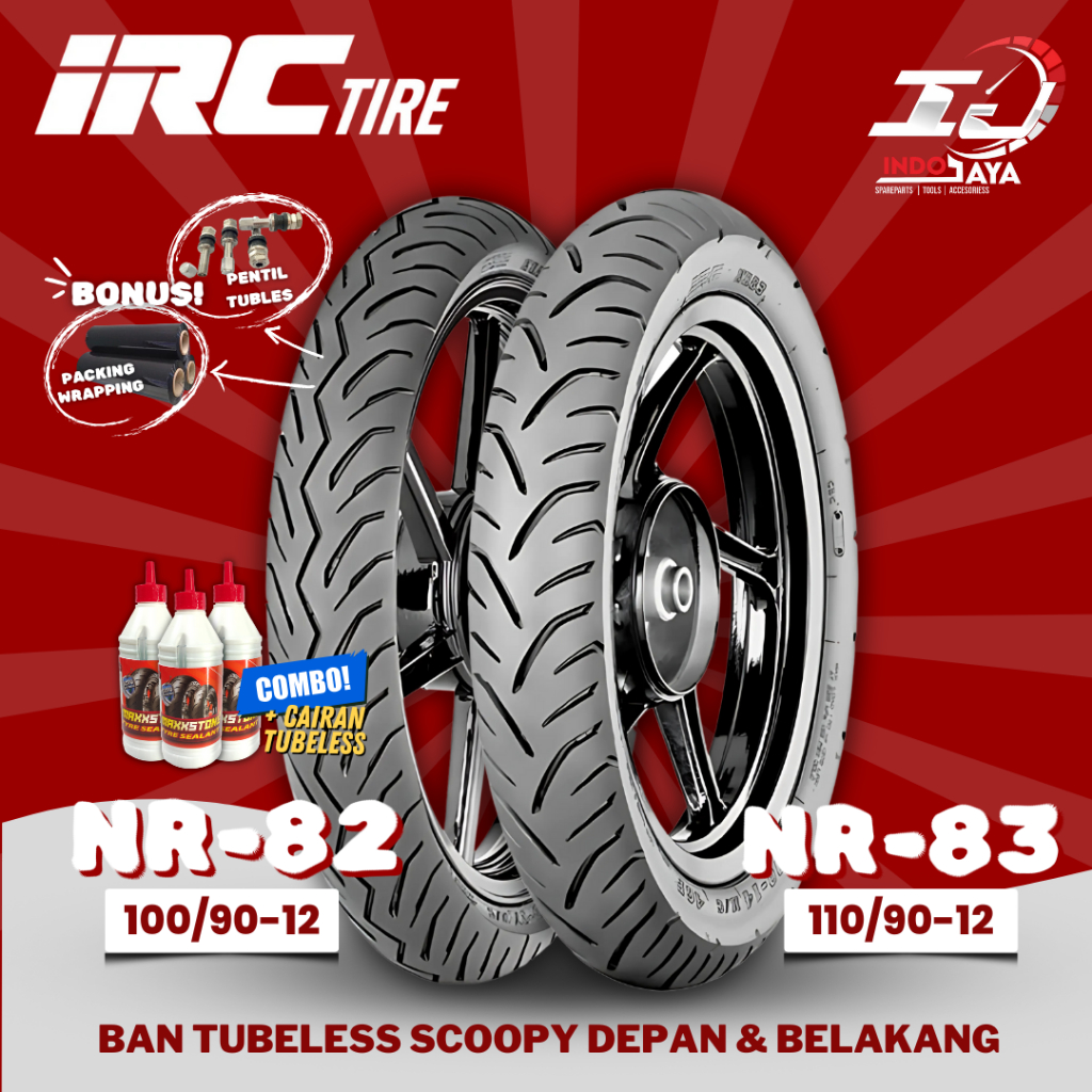 [BAN SEPASANG] BAN LUAR TUBELESS IRC NR82 & NR83 (100/90-12 & 110/90-12) BAN SCOOPY / FREEGO / BAN B