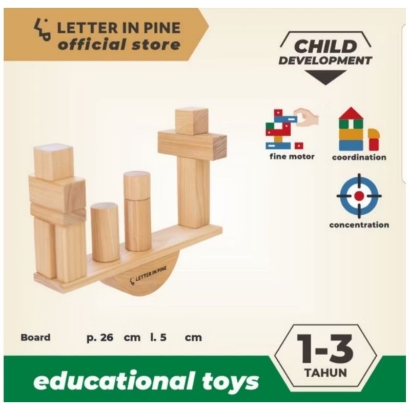 LETTERINPINE Balancing Toys-WoodenToy Mainan kayuBalok keseimbangan
