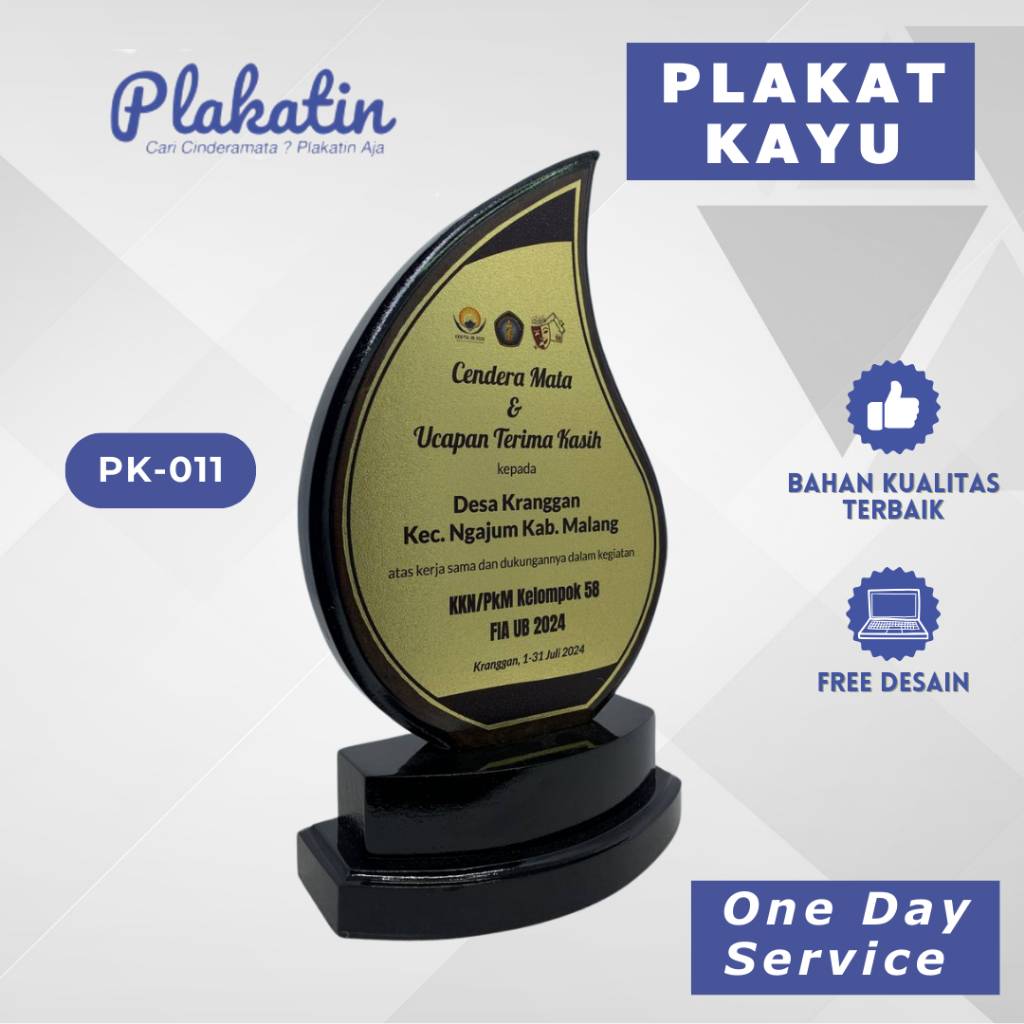 VANDEL PLAKAT KAYU KENANGAN WISUDA MAGANG PKL | Plakat Kayu Cinderamata Grosir Murah Premium