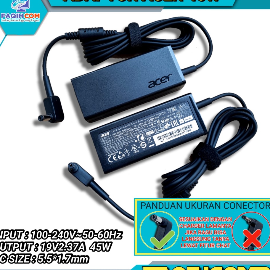 FG2 Adaptor Charger Laptop Orinal Acer Aspire 3 A311 A314 A315 A31541 ES1111 ES1131 ES1411 ES1432 19