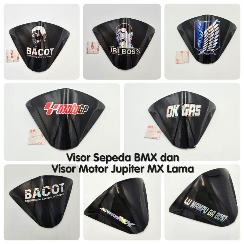 Visor Yamaha Jupiter MX Old Hitam Plus Stiker Hologram - Karbon Dof - Karbon Glossy