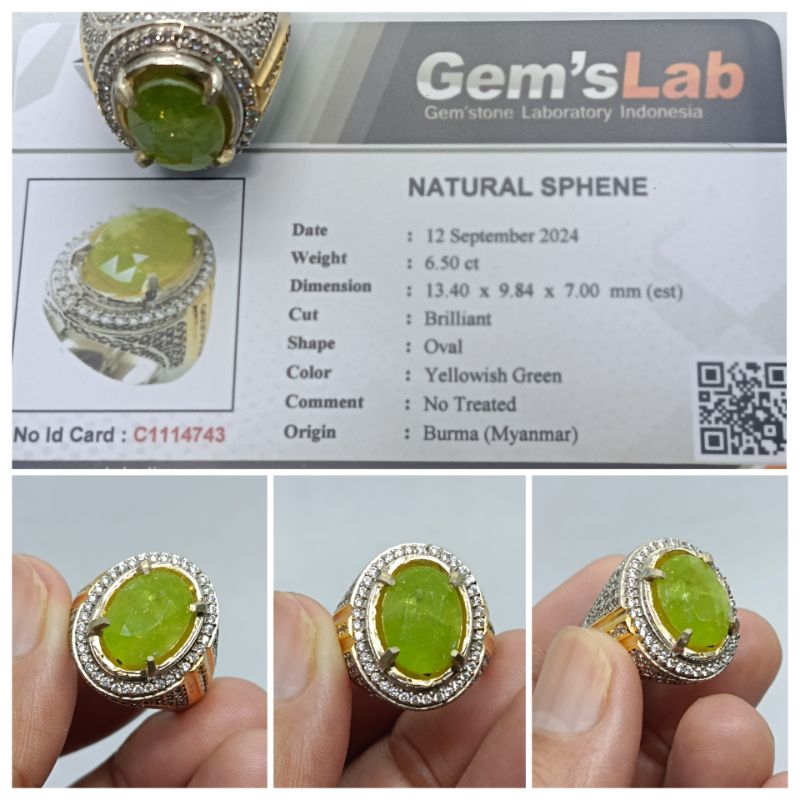 Natural Sphene Burma 6,5 ct memo GLI NTE