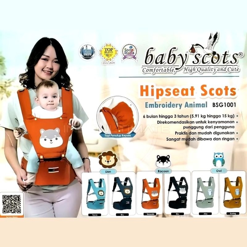 BABY SCOTS GENDONGAN HIPSEAT EMBROIDERY ANIMAL BY - 198 / HIPSEAT BABY SCOTS