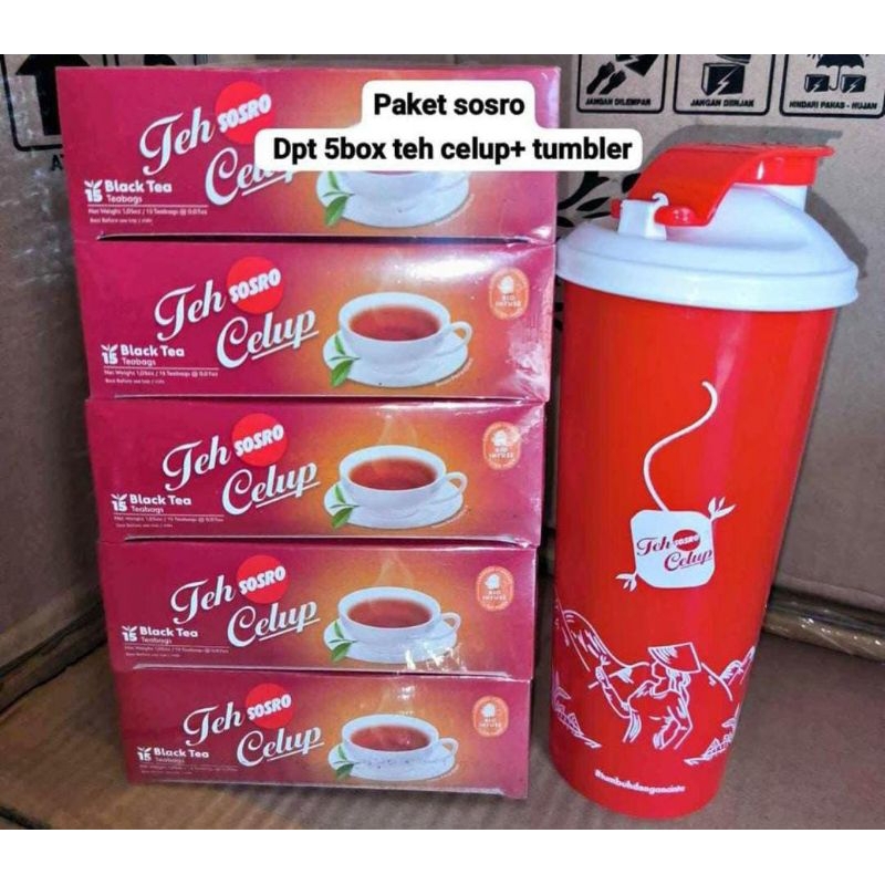 

Paket teh sosro 5 box bonus tumbler*