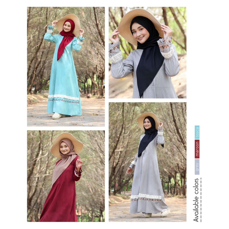 sale 40% / A230104 / abaya dannis vintage / baju lebaran murah / abaya polos / bordir / renda / baju