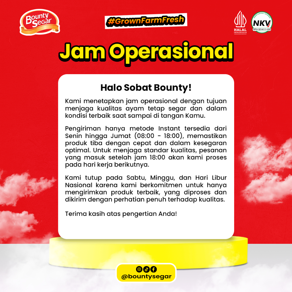 

AFGC Ayam Utuh Premium Beku/Frozen Bobot 800-900 Gr Bounty Segar