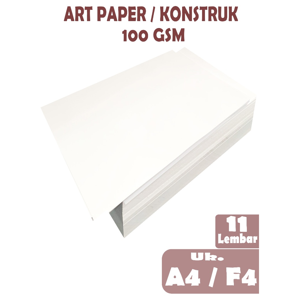 

ART PAPER ( KONSTRUK ) 100 GSM UKURAN A4 ( 21 X 29,7 CM ) F4 ( 21,5 X 33 CM ), 11 LEMBAR