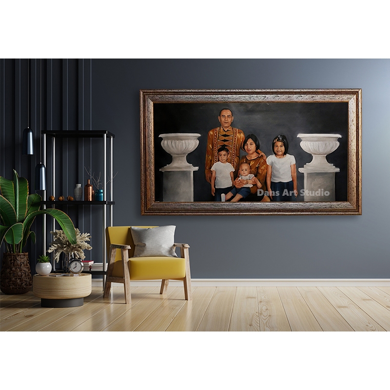 Jasa Lukis Foto Wajah Personal Keluarga Couple dengan Canvas dan Cat - Lukisan Berkualitas, Sentuhan