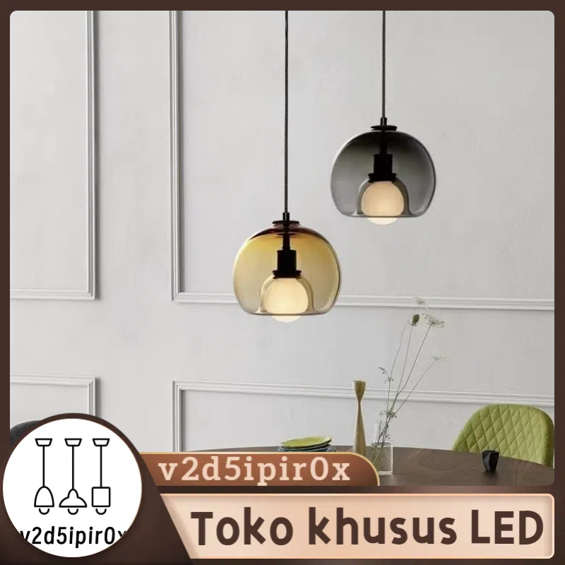 lampu kaca hias kamar tidur modern nordic lampu gantung ruang chandelier cafe lampu plafon