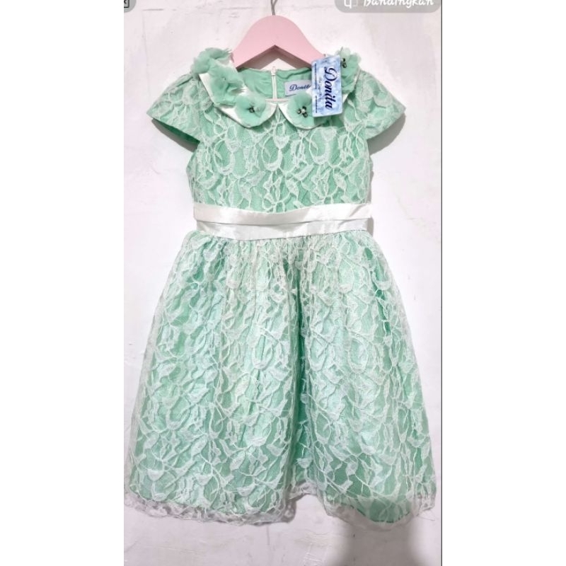 Dress donita hijau mint brukat size 6 (ld 34,pjg 68) ada defect sobek sedikit